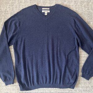 Pronto Uomo Cotton Cashmere Sweater Mens Long Sleeve V Neck Size XL